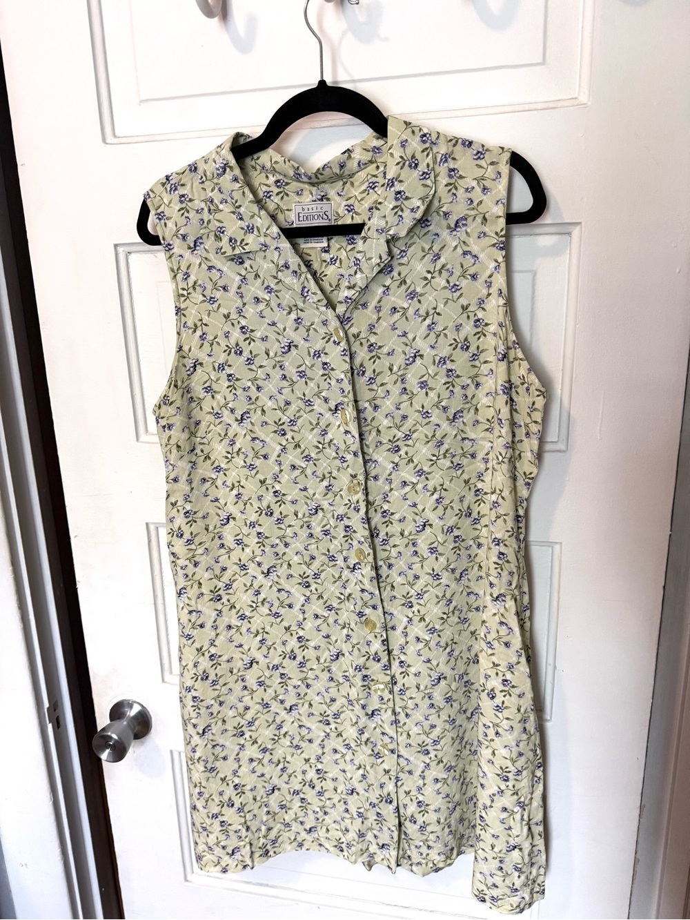 Vintage 90s Floral Mini Dress, Button Front, Size XL